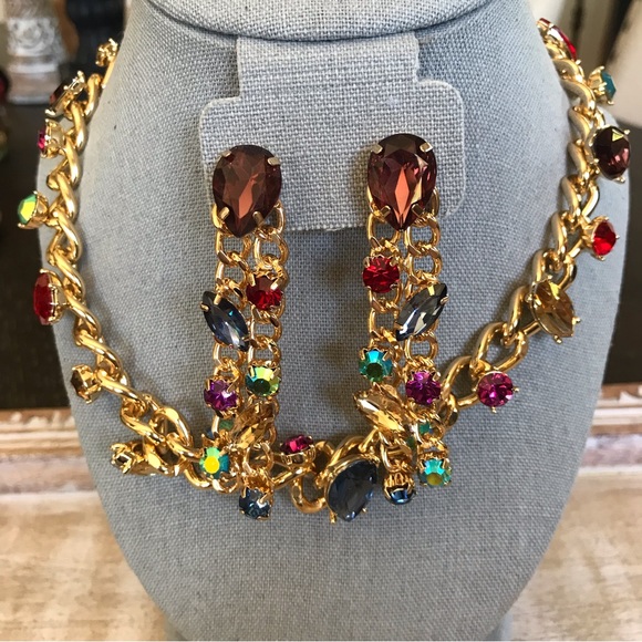 Crystal Gemstones Necklace / Earrings / Bracelet set - Picture 3 of 5